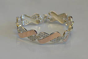 Срібний браслет з накладками з золота