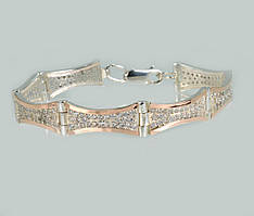 Срібний браслет з золотими напайками