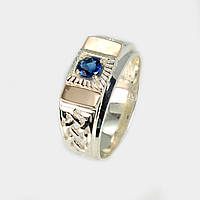 Срібне кільце із золотими пластинами