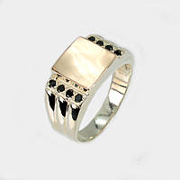 Срібне кільце із золотими пластинами