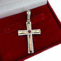 Срібний хрестик із напайками із золота