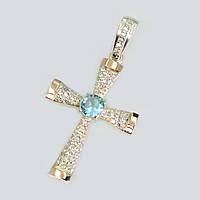 Срібний хрестик  з золотими вставками