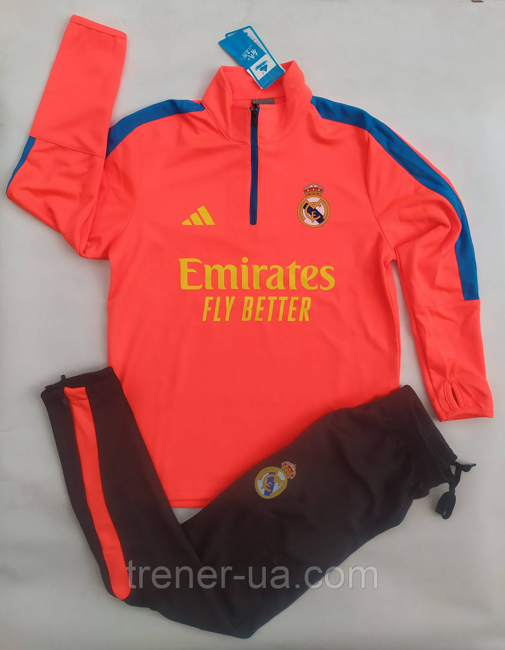 Тренувальний костюм дитячий FC Real Madrid помаранчево-чорний, фото 1