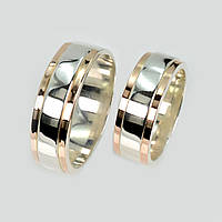 Пара обручок зі срібла 925 з пластинами золота 375 проби