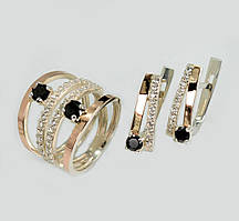 Срібний набір з золотими пластинами