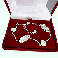 Срібний браслет для мами "Дві дівчатка з бантиками", Бр1039