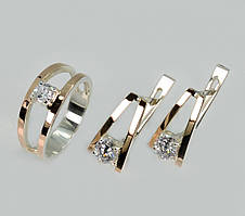 Срібний комплект із золотими напайками