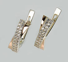 Срібні сережки з пластинами з золота