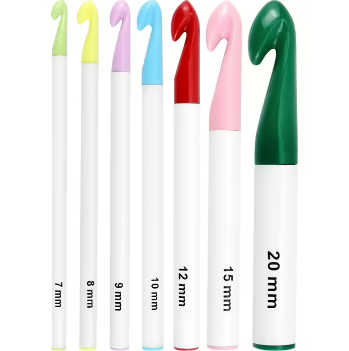 Набір пластикових гачків для в'язання великих розмірів, 7 шт, 7 мм-20 мм, фото 1