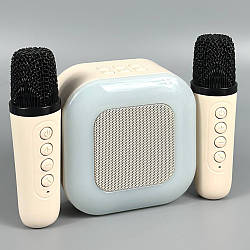 Безпровідна караоке колонка з 2-ма мікрофонами та підсвіткою A31 800mAh, USB, SD Бежевий 60537