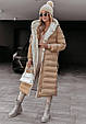 Подовжене пальто на хутрі Модель: 1422-177 Колір: бежевий, чорний, фото 4