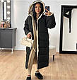 Подовжене пальто на хутрі Модель: 1422-177 Колір: бежевий, чорний, фото 10