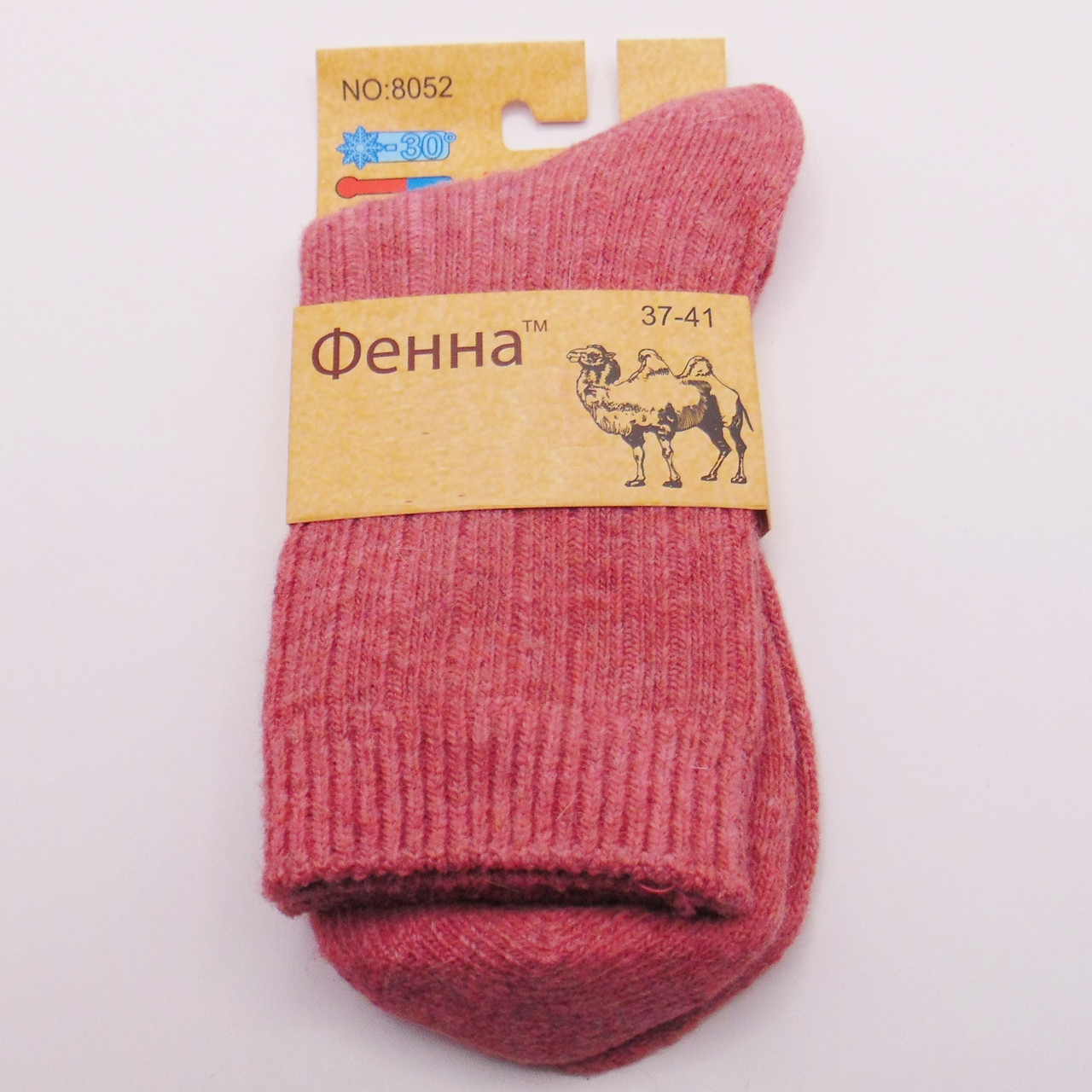 Лікувальні термошкарпетки з ослабленою гумкою верблюжа вовна 37-41 рожеві Фена 8052, фото 1