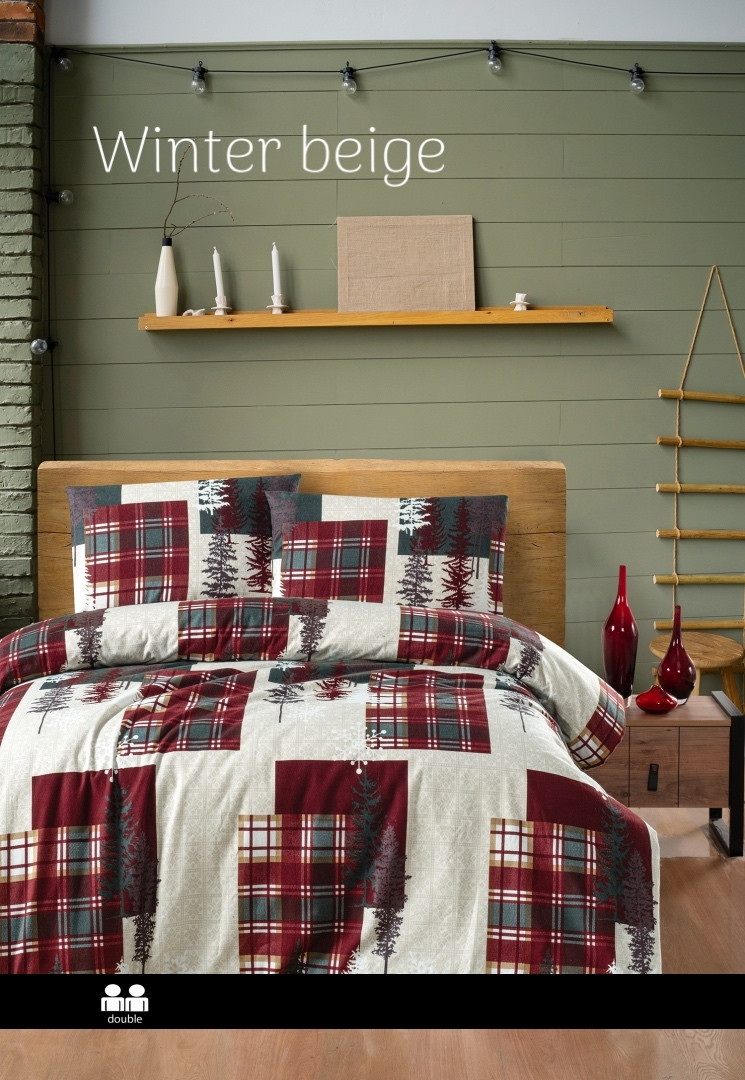 Постільна білизна First Choice фланелева полуторний розмір Winter beige, фото 1