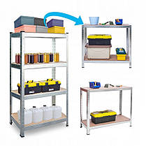 Стелаж металевий 180x90x40 Siker G9040 4 полиці для комори гаража підвалу офісу складу магазину, фото 3