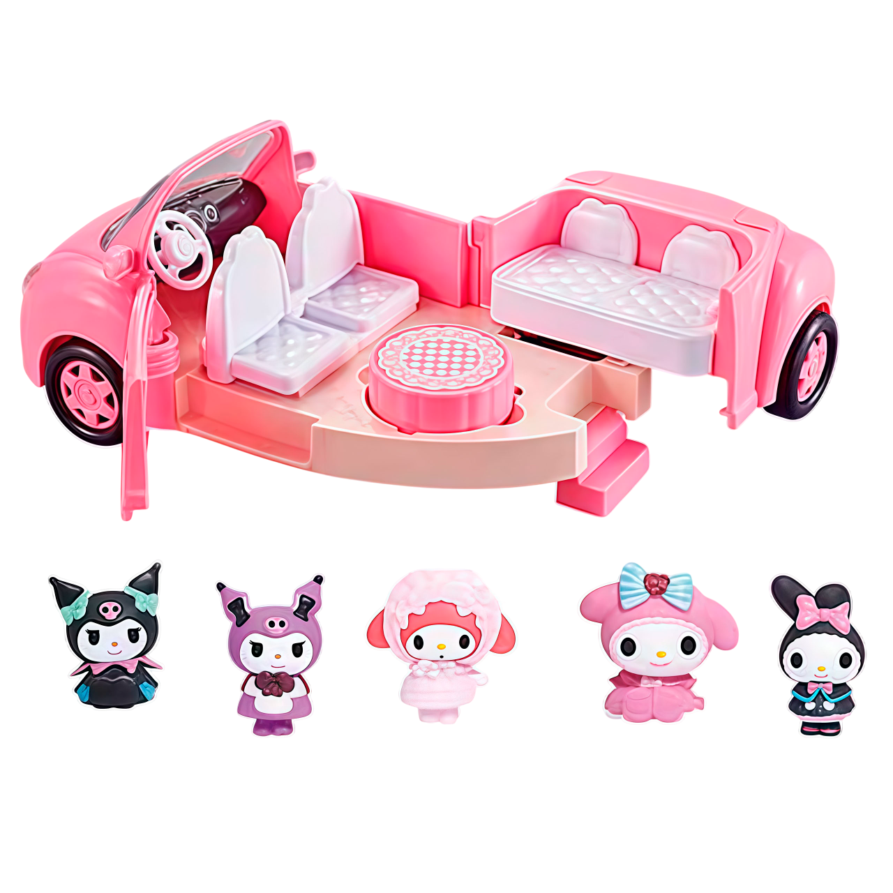 Кабріолет-трансформер з дитячим набором героїв Куромі Інтерактивна машинка для дівчинки 5 фігурок персонажів світло звук, фото 1