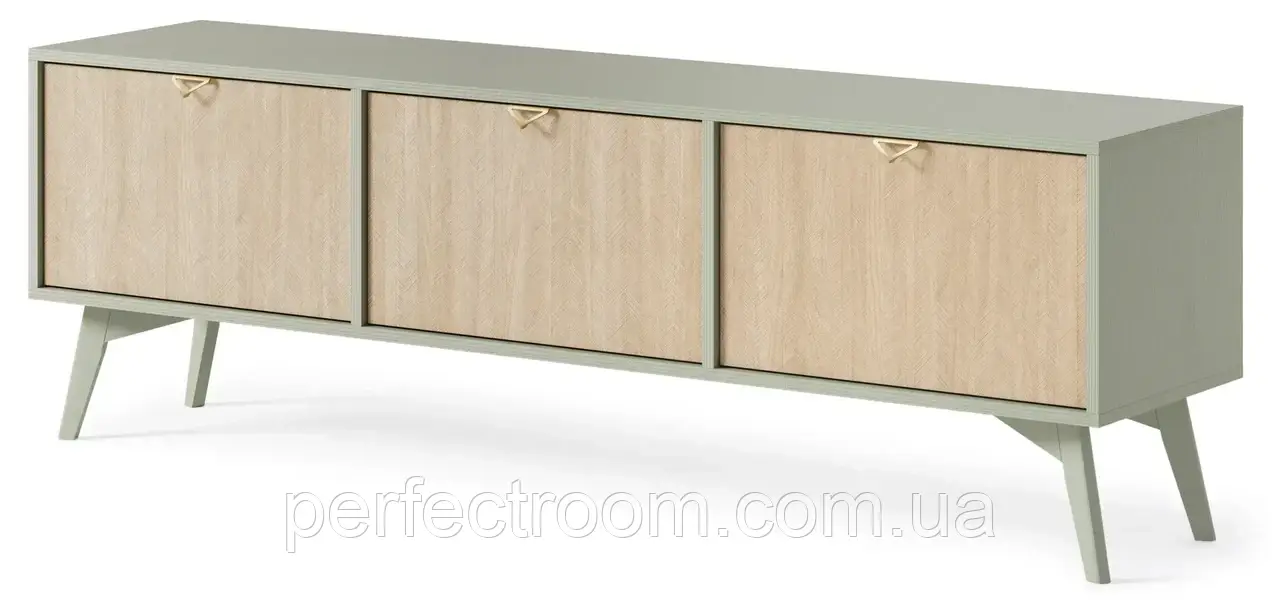 Тумба під ТВ з дверима на ніжках у вітальню RTV158 FOREST Евкаліпт/сканді ялинка Meble Piaski