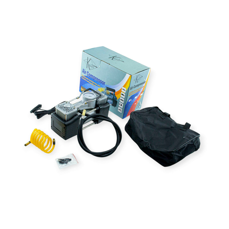 Компресор 2 цилін Kvant 180W, 10атм, 65л, 1м шланг спірал, прикур, фото 1