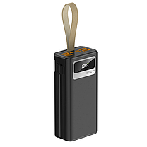 Повербанк Power Bank Solar Energy із ліхтариком зовнішній акумулятор на 7 роз'ємів та 2 шнурами 40000 mAh, фото 3