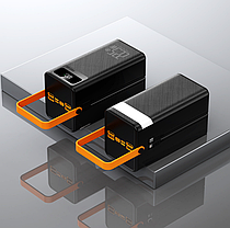 Повербанк Power Bank Solar Energy із ліхтариком зовнішній акумулятор на 7 роз'ємів та 2 шнурами 40000 mAh, фото 5