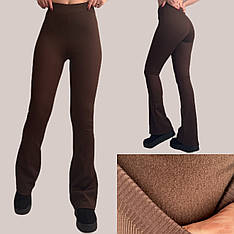 Лосіни-кльош в рубчик на флісі мод 093 шоколад