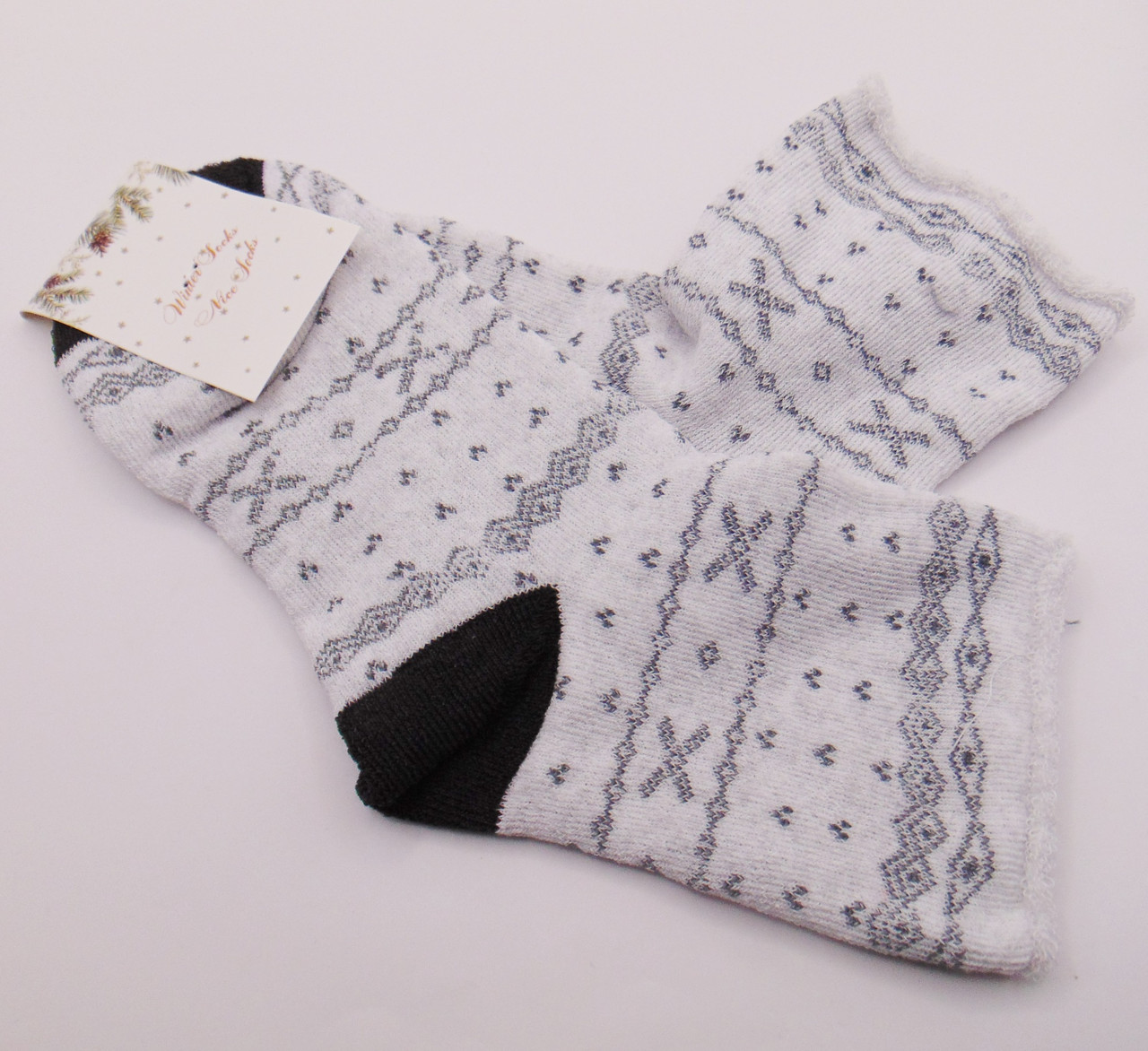 Теплі шкарпетки без гумки з махрою Nice 36-40 білі, фото 1