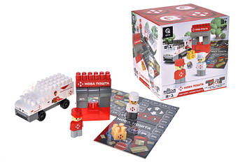 Конструктор блочний QB300-107 "Block&Steps: НОВА ПОШТА. Поштомат Майбутнього" + ходилка і гра 3в1, 42дет. qbee