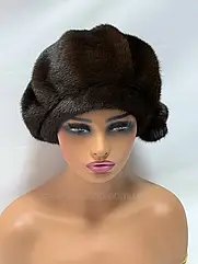 Жіноча шапка з хутра суцільної норки,"Берет на ножці".