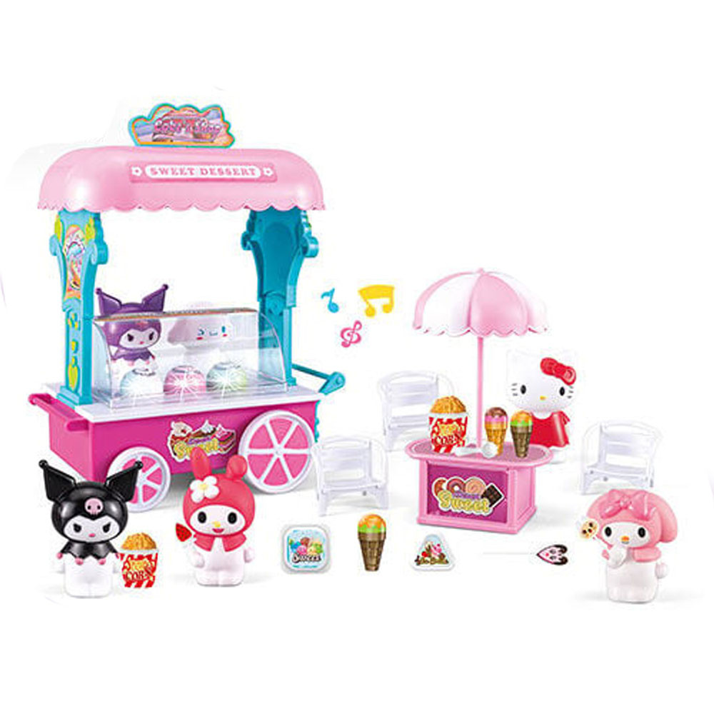 Іграшкове кафе набір героїв дівчинці для сюжетно-рольових ігор з фігурками Куромі і Хелло Кітті 5 персонажів світло звук, фото 1