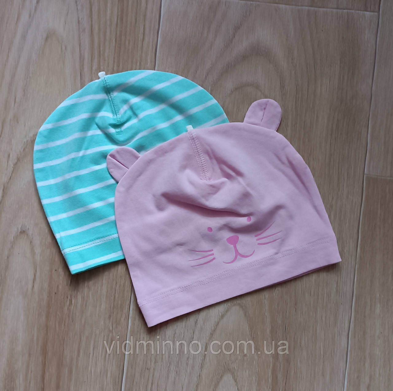 Трикотажні шапочки на дівчинку 12-36 міс. (ОГ 49-52), набір 2 шт., фото 1