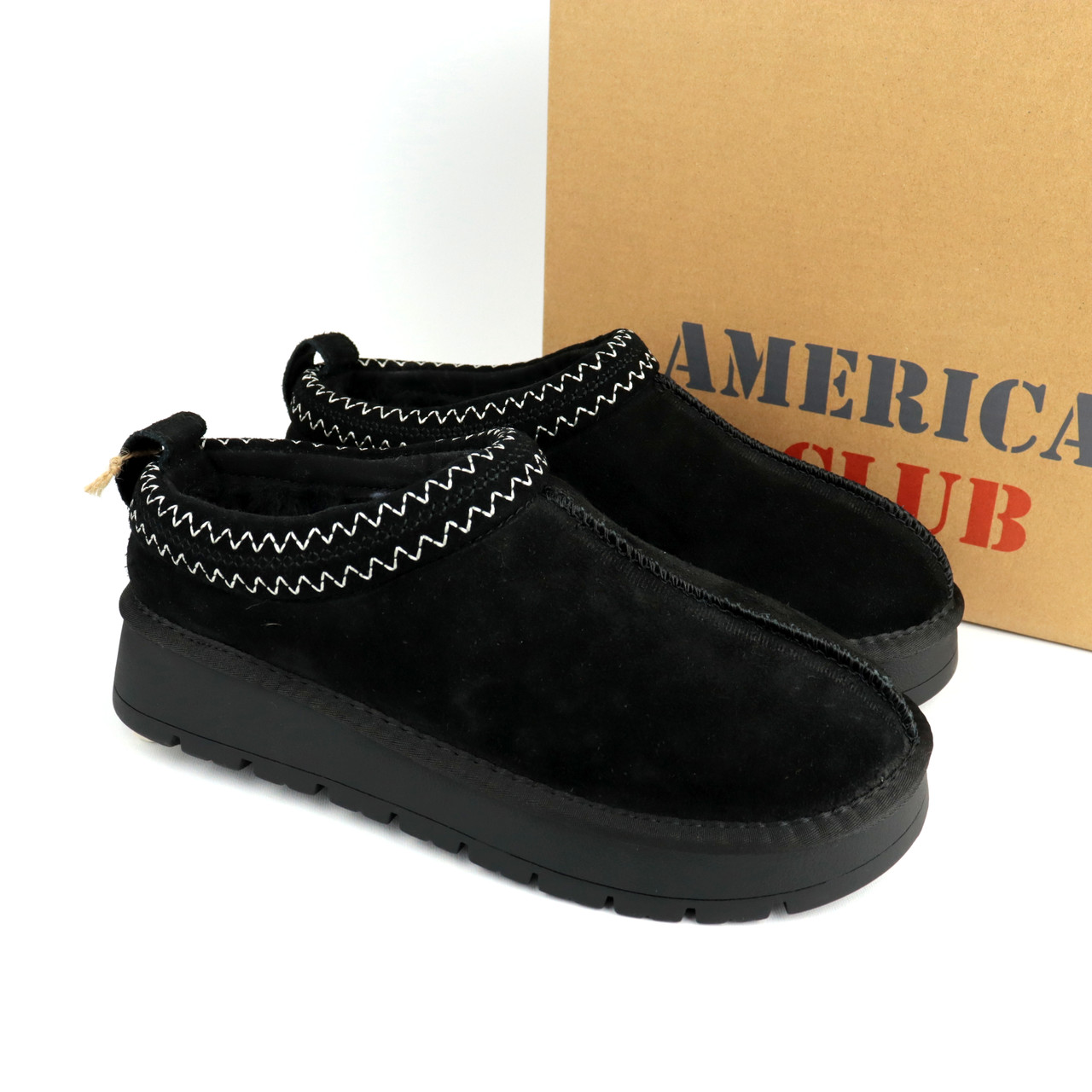 Уггі підліткові жіночі чорні з натурального замшу American Club