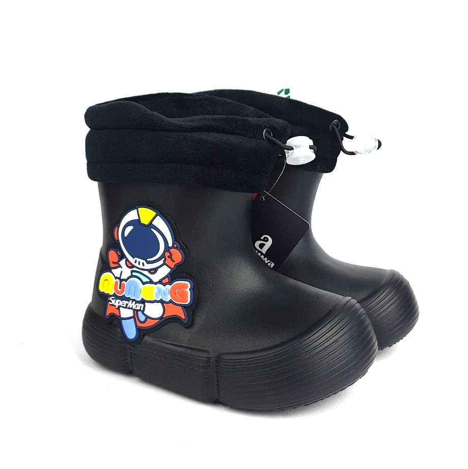 Гумові чоботи дитячі чорні з малюнком Apawwa, фото 1