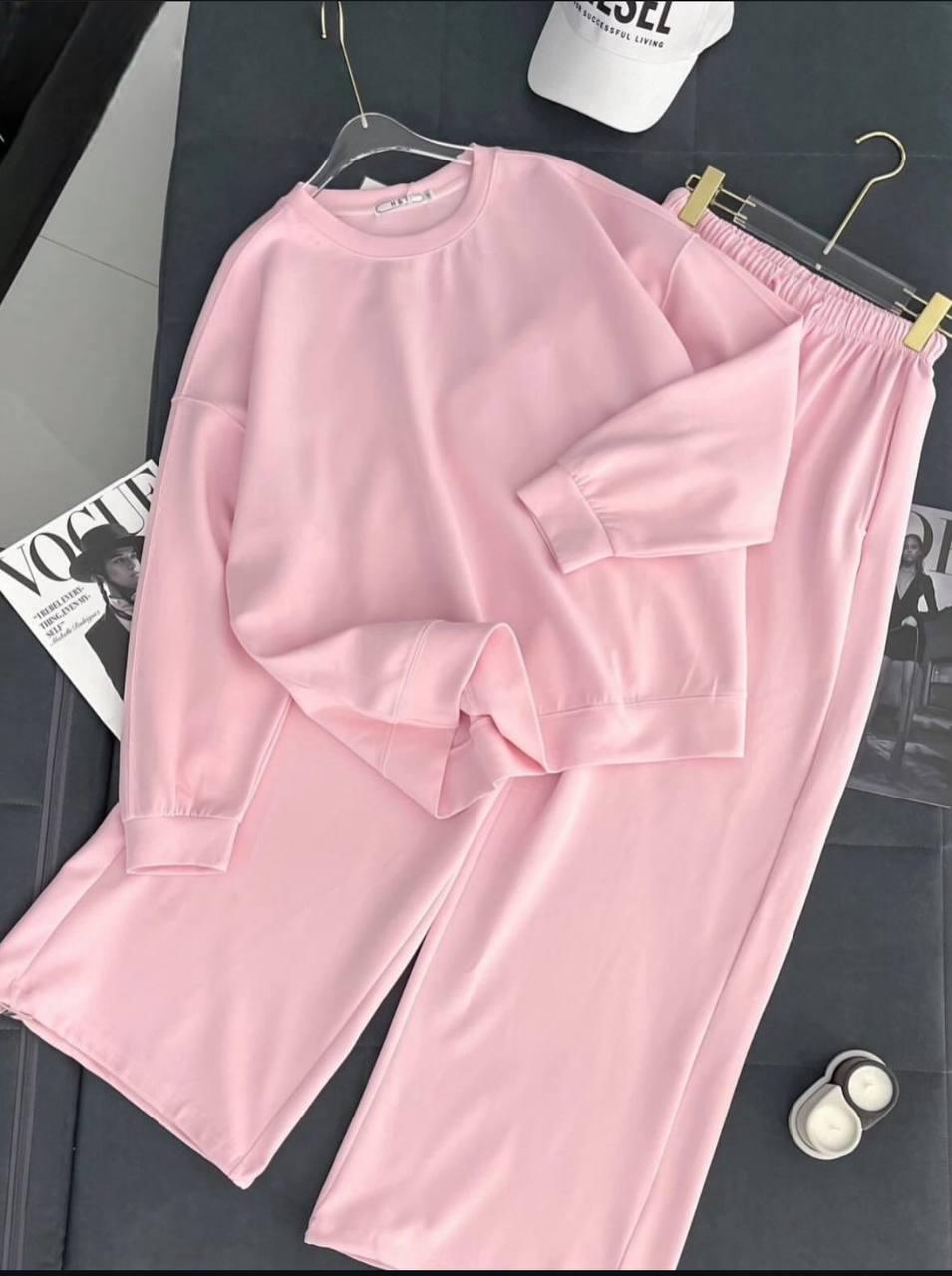 Трендовий костюм з двонитки з регульованими штанинами Модель: 771/772-990 Колір: шоколад, сірий жовтий, рожевий, блакитний, фото 1