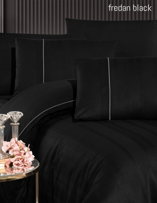 Постільна білизна ранфорс Deluxe First Choice євро розмір Fredan black, фото 1