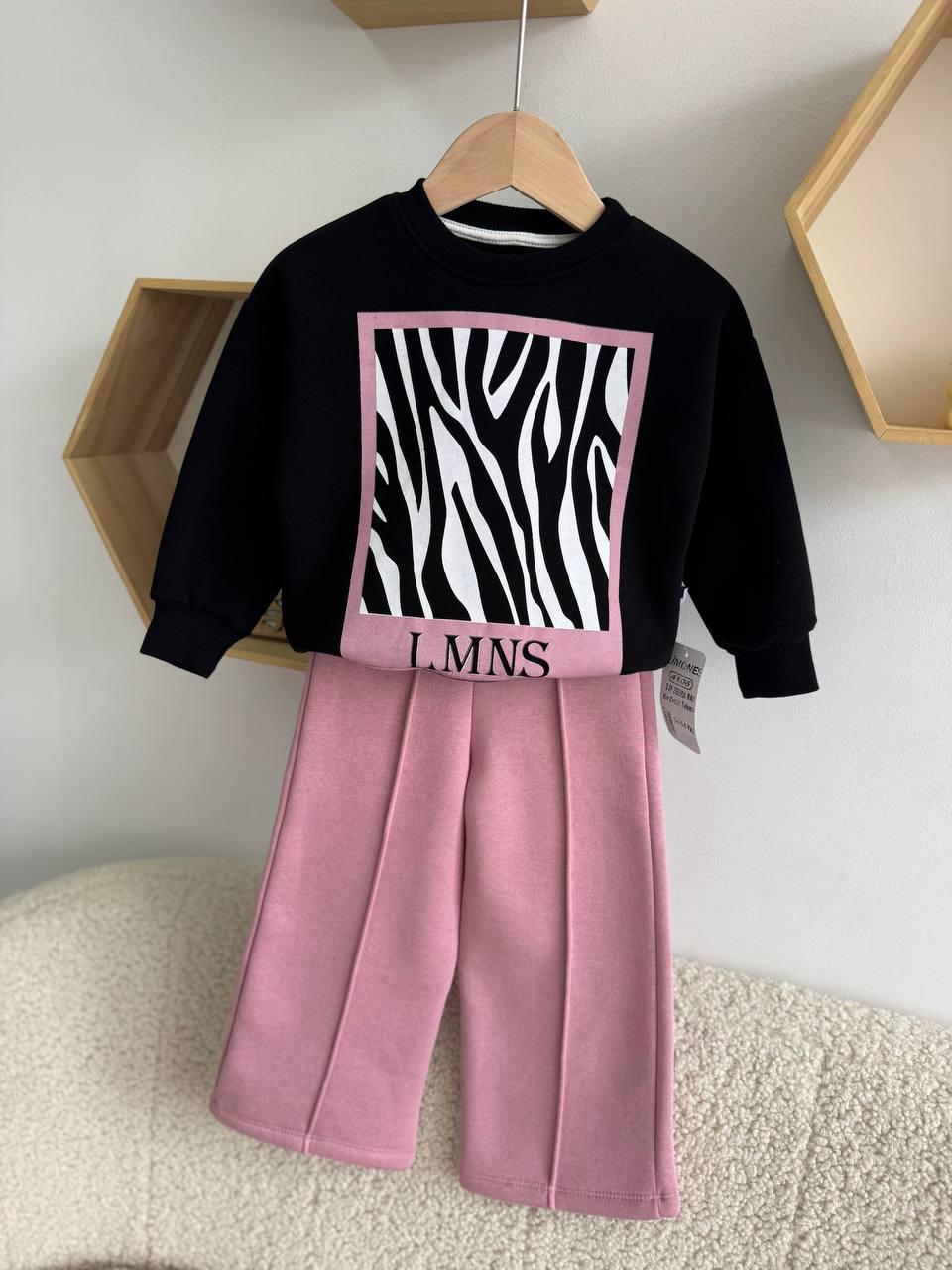 Костюм 2-ка з принтом на флісі Рожевий 4106, Limones, Рожевий, Для дівчаток, Зима, 98, фото 1