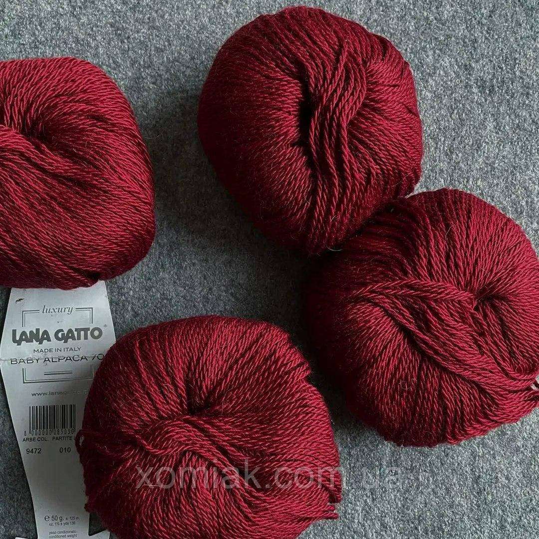 Lana Gatto артикул Babyalpaca 70, колір 9472 червоне вино, 50 грамів, фото 1