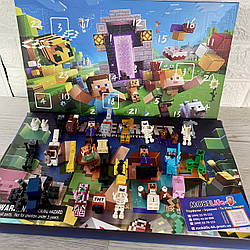 Адвент календар для дітей з фігурками Майнкрафт Minecraft на 24 сюрпризи для хлопчиків