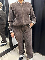 Жіночий теплий костюм альпака прогулянковий шоколадний