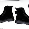 Базові чорні зимові черевики берці натуральна замша, блискавка + шнурівка, фото 3
