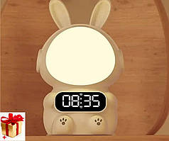Дитячий нічник у формі кролика з під'єднанням до годинника, спальний приліжковий нічник, мила дитяча лампа