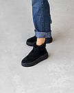 Жіночі зимові черевики із замші чорні на хутрі Україна, фото 2