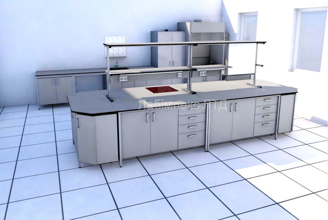 Макет острівного стола лабораторного, 3D-візуалізація