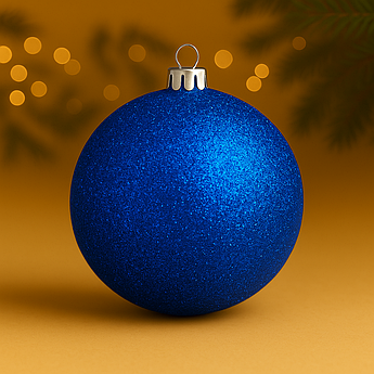 Новорічна куля 20 см з глітером – яскрава прикраса для великої ялинки, 18 кольорів Синій