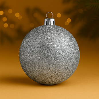 Новорічна куля 20 см з глітером – яскрава прикраса для великої ялинки, 18 кольорів сірий зі сріблястими блискітками