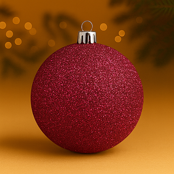 Новорічна куля 20 см з глітером – яскрава прикраса для великої ялинки, 18 кольорів Малиновий
