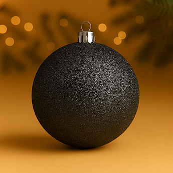 Новорічна куля 20 см з глітером – яскрава прикраса для великої ялинки, 18 кольорів чорний