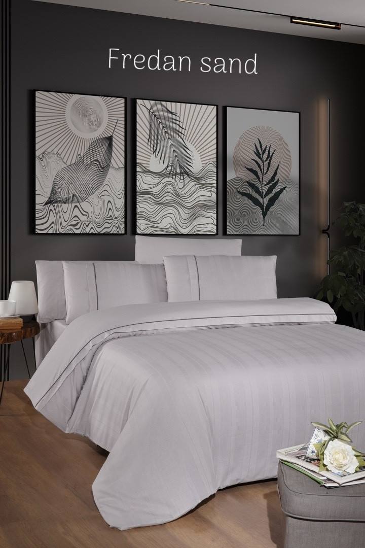 Постільна білизна ранфорс Deluxe First Choice євро розмір Fredan sand, фото 1