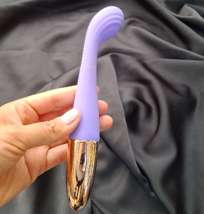 Фіолетовий вібратор із вигнутою головкою, Силіконовий вібростимулятор точки G та клітора, Інтимні іграшки, фото 1