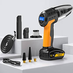 Компактний компресор-пилосос 120 Вт, живлення від USB, модель HL-108 / Автомобільний пилосос ручний / Автокомпресор для шин