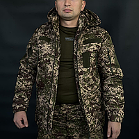 Тактическая куртка зимняя хищник Max-Heat мужская полевая куртка армейская теплая soft shell качественная камуфляжная
